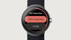 A Google Pixel Watch displaying a fall detection notification.