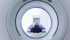 Person in a diagnostic imaging machine 