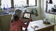 Person in a telemedicine visit at home
